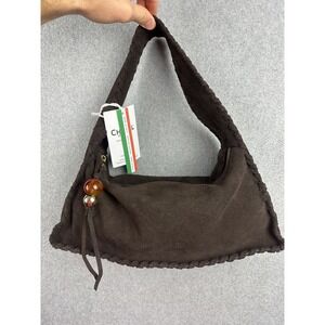 Cheval Firenze Shoulder Bag Womens Medium Brown Suede Beaded Tassel Made Italy